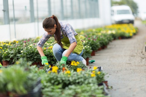 Stylish urban landscaping in Finsbury with planting and paving