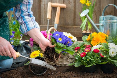 Image representing a gardener inspecting completed work